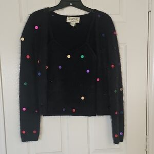 Rare Vintage 80's Overture By Vesna Briselj Angora Sequin Sweater Set Size Small